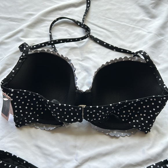 Victoria’s Secret Zuma Bikini 36D Top & Large Bottoms Set Black White Polka Dot - Picture 7 of 16